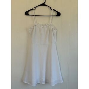 Altar'd State‎ White Ruffle Spaghetti Strap Mini Dress Textured Fit Flare Size S